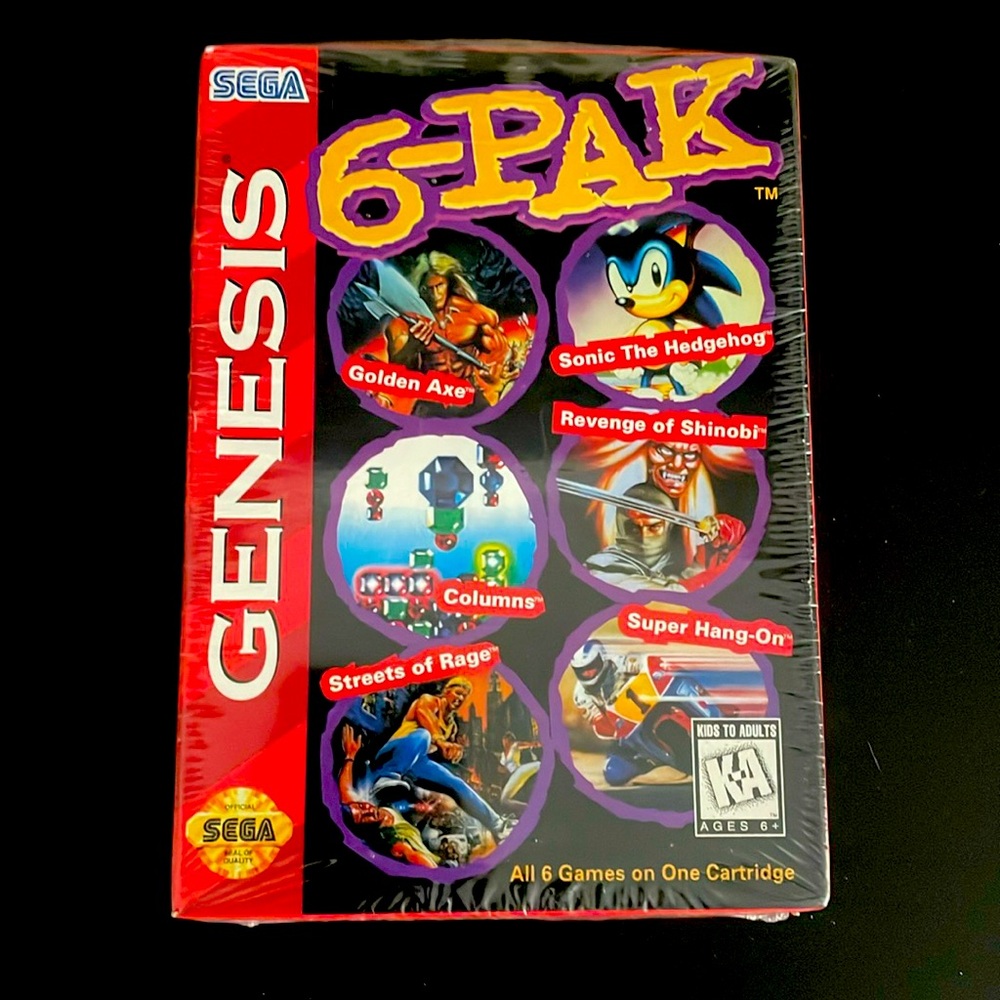 FACTORY SEALED 1995 SEGA GENESIS 6-PAK: SONIC HEDGEHOG GOLDEN AXE ETC